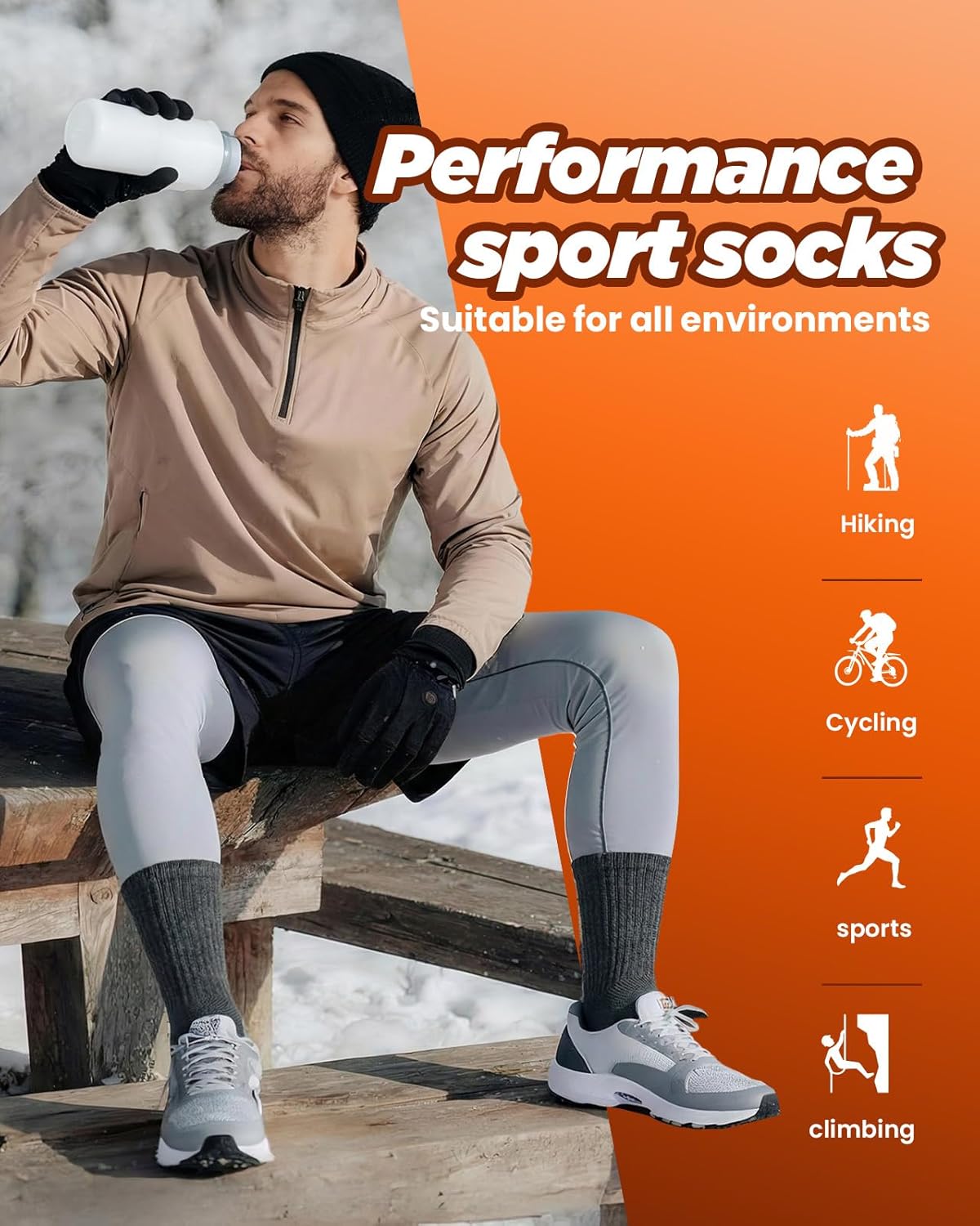 Thumbnail 5 de PULlOU Hiking Socks (Men’s & Women’s) – Breathable cushioned trek, sports and running socks, 35–38 & 47–50