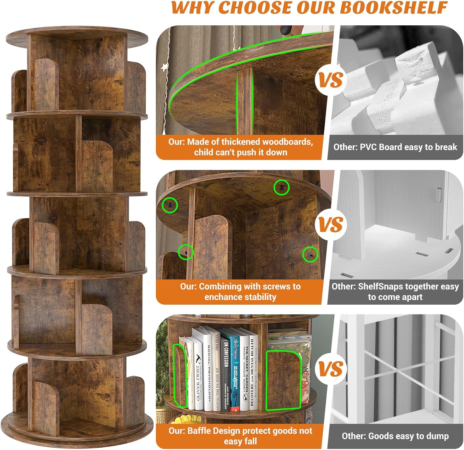 Thumbnail 6 de Aheaplus Rotating Bookshelf 63.6