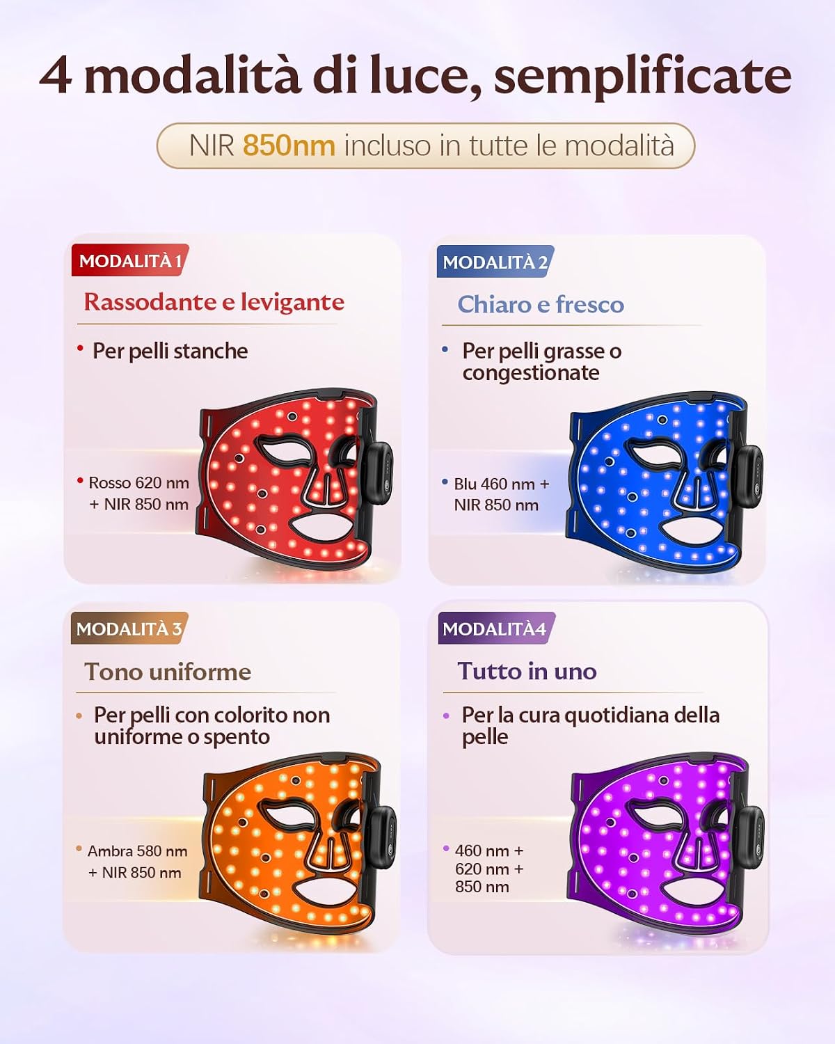 Detalle de XSSNVV Maschera LED Viso con Luce Rossa e 272 LED Infrarossi NVV03 – Maschera Facciale Multicolore, Wireless e Ricaricabile