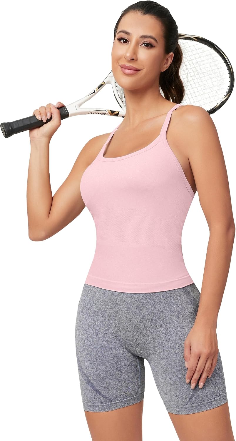 Detalle 1 de MathCat Racerback Tank Top for Women, Seamless with Built-In Bra
