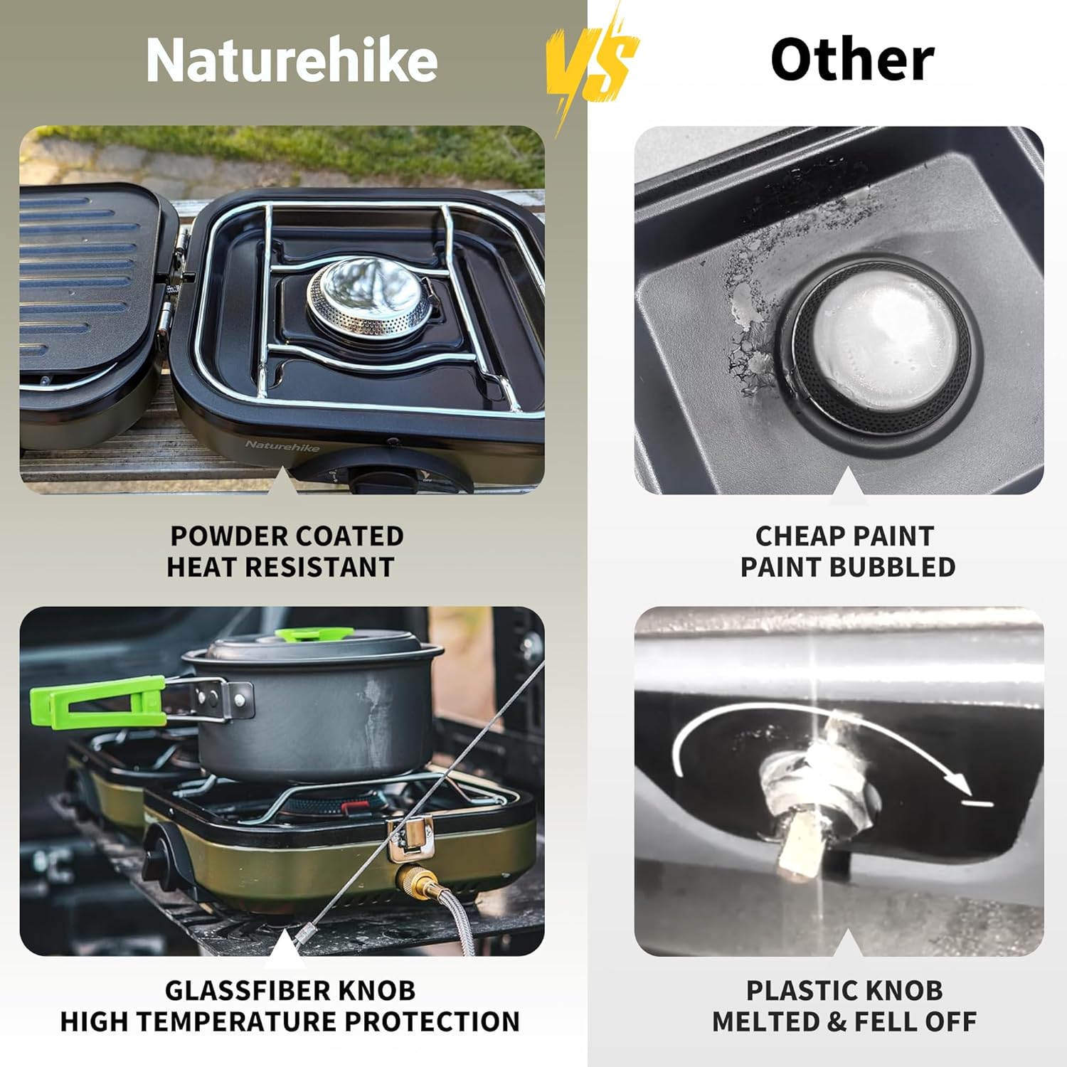 Thumbnail 1 de Naturehike 2 Burner Folding Camping Stove with Griddle (Isobutane) – Portable Outdoor Kitchen