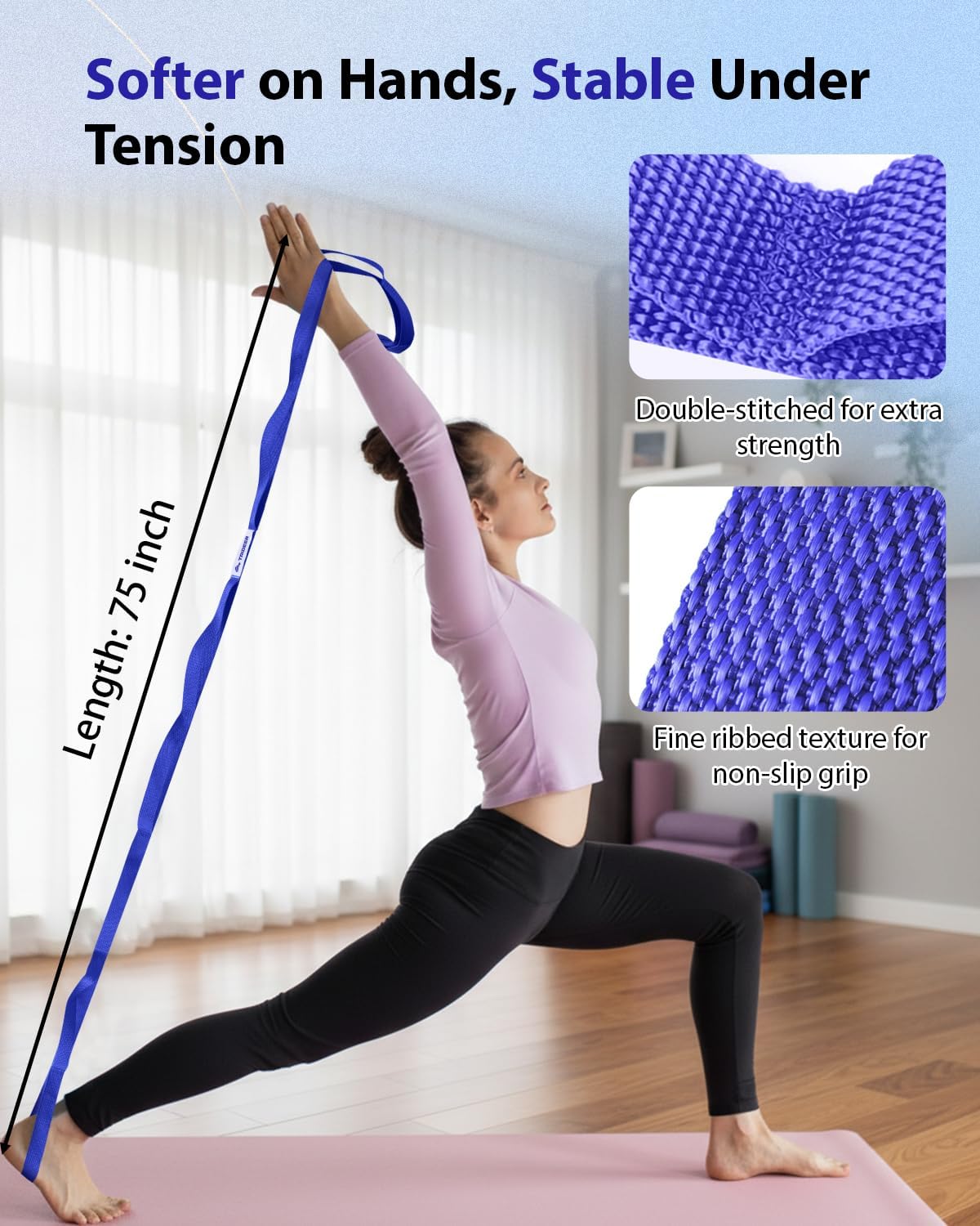 Thumbnail 3 de Trideer Stretching Strap with Loops for PT and Yoga, Non-Elastic Polyester
