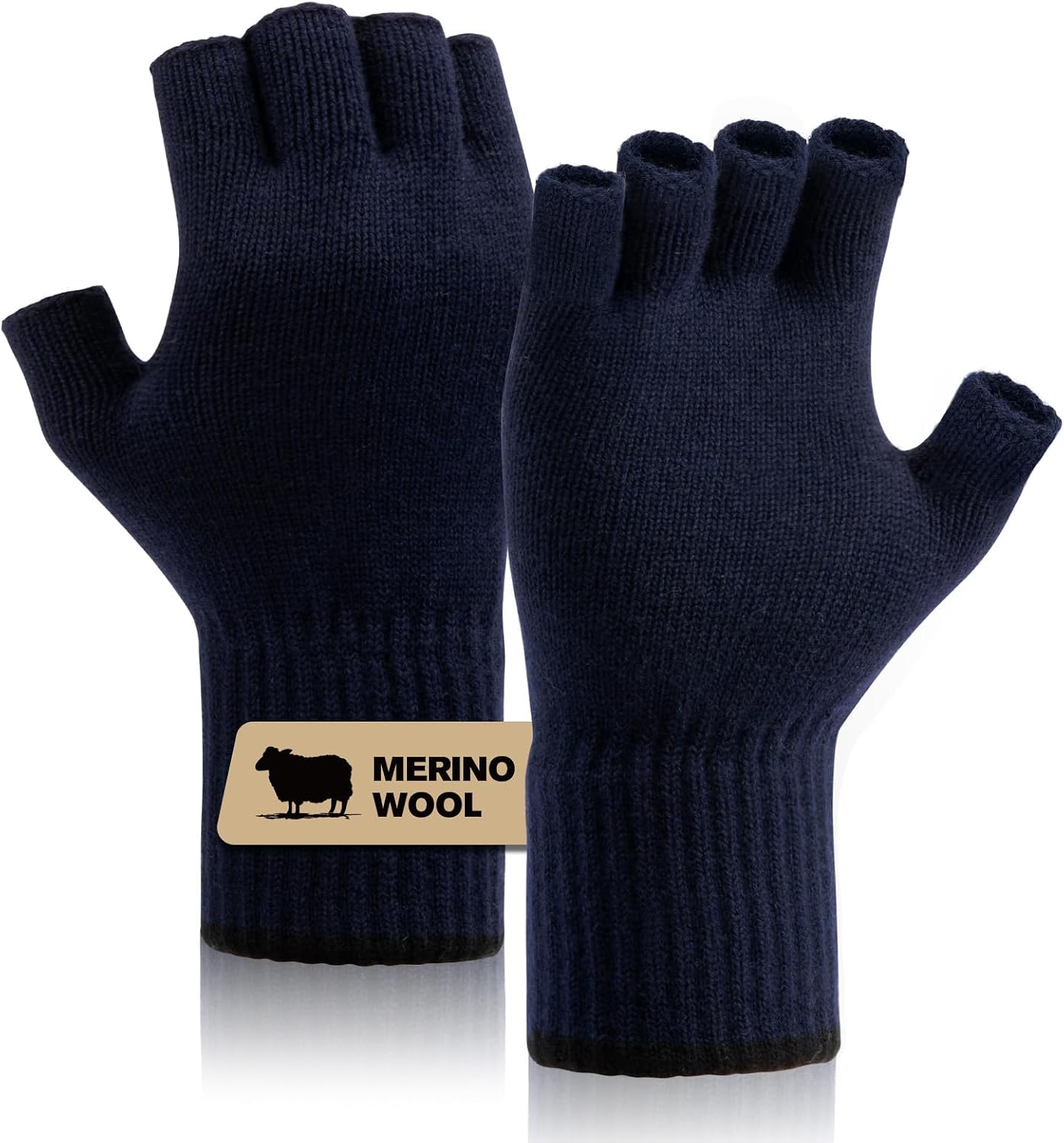 Detalle de SONORAN Merino Wool Fingerless Gloves with Stretch Knit and Windproof Cuffs