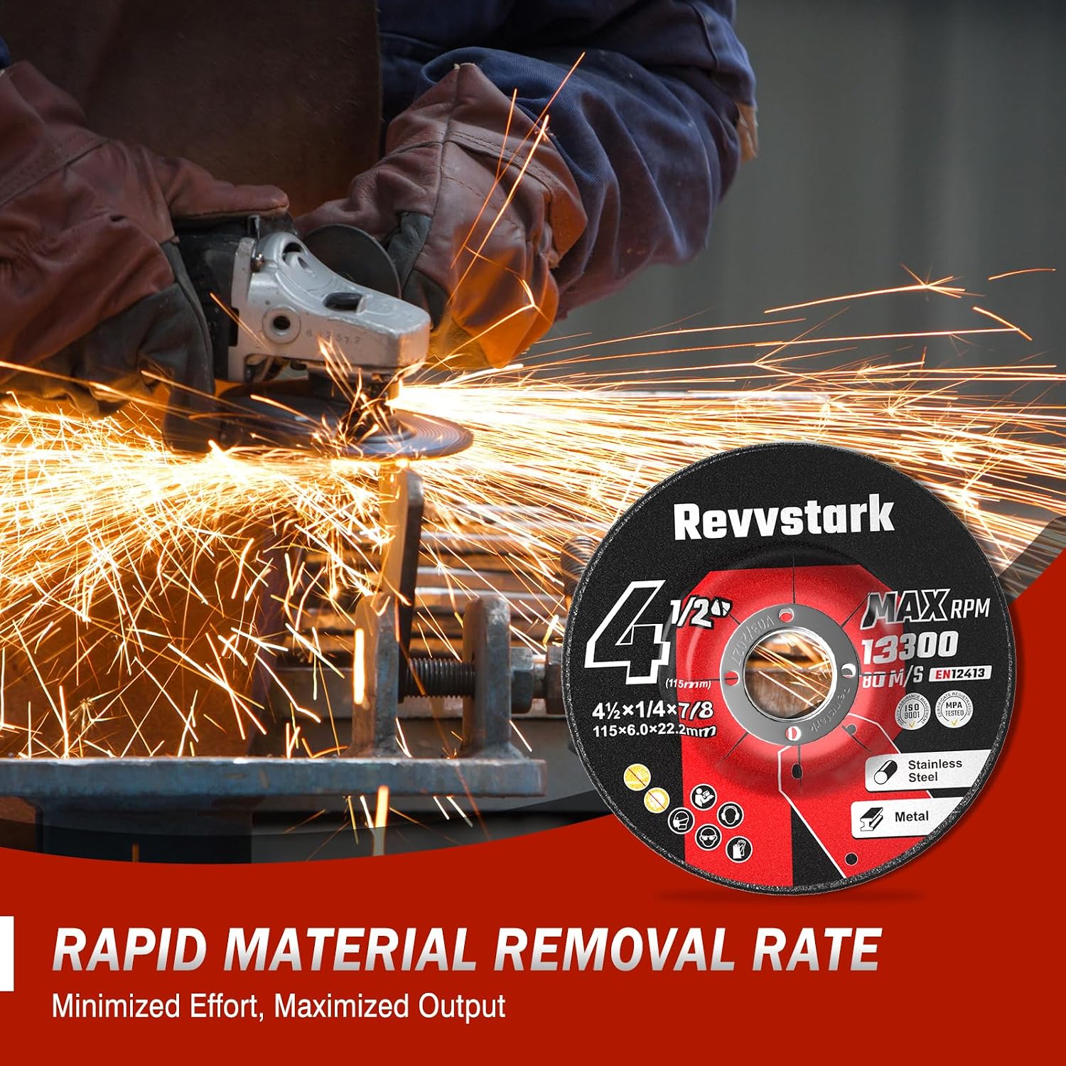 Thumbnail 3 de Revvstark 25-Pack 4.5-Inch Aluminum Oxide Grinding Wheels, Type 27