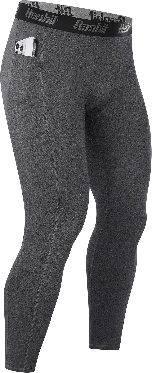 Detalle 2 de Runhit Men’s Running Leggings with Pockets for Gym and Sport
