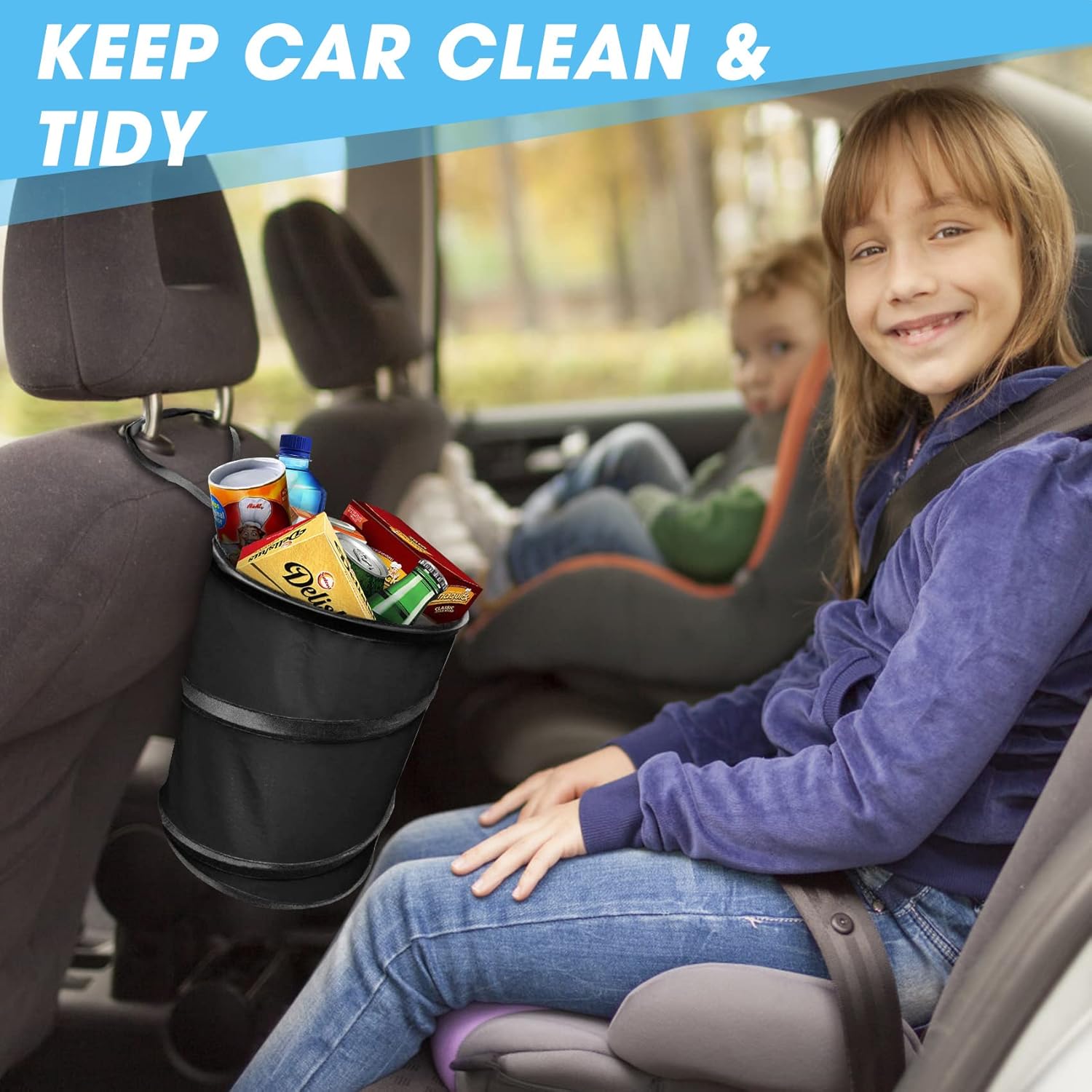 Detalle de TTCOTOKE 2 Pack Collapsible Car Bin – Universal Portable Garbage Storage