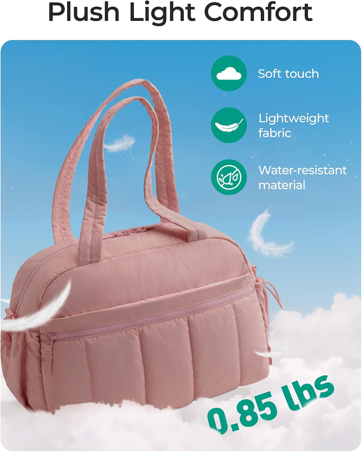 Thumbnail 4 de BAGSMART Puffer Reisetasche 24L – Vielseitige Sporttasche und Wochenendreisetasche in Dunkelrosa