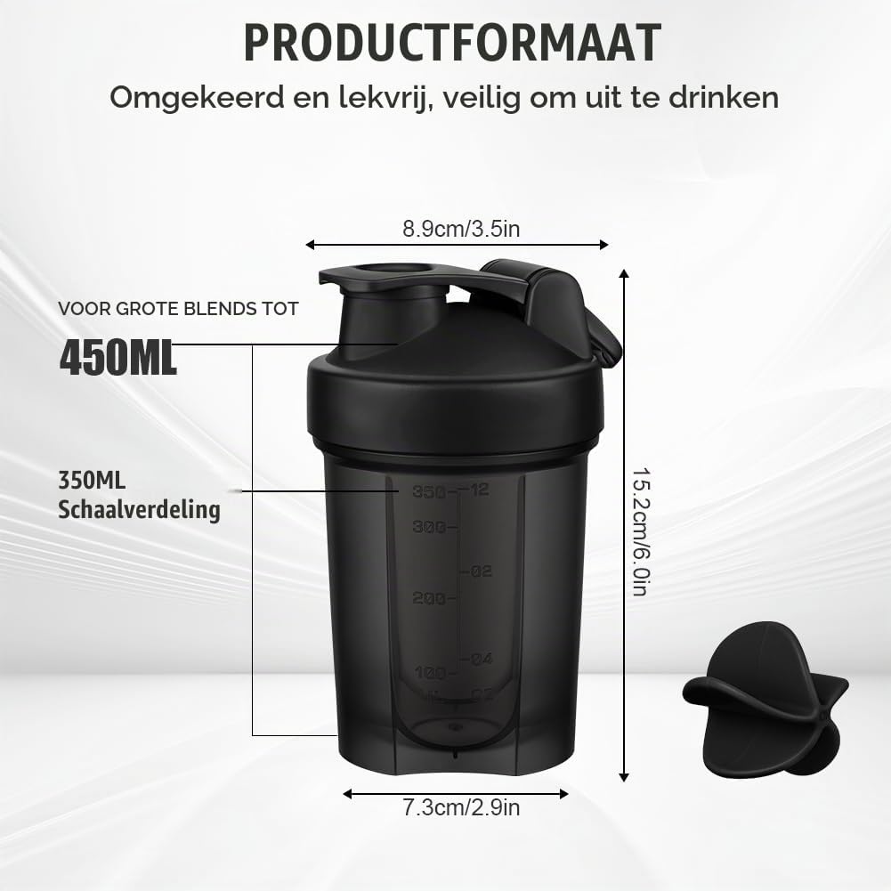 Detalle 2 de AOOWU 5672184 eiwitshakers, 350 ml, BPA-vrij met maataanduiding