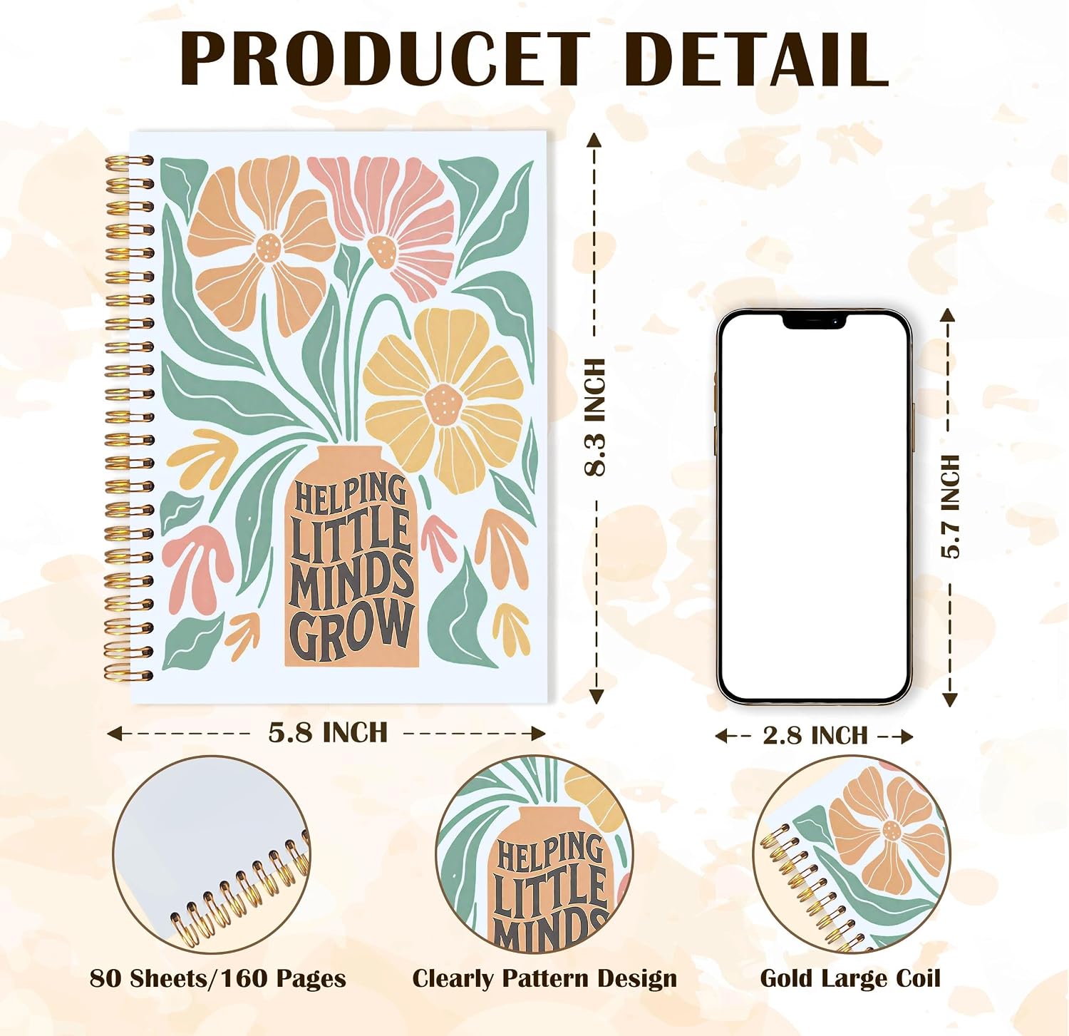 Detalle de Qabliqo Spiral Notebook, 5.5 x 8.3 Inch