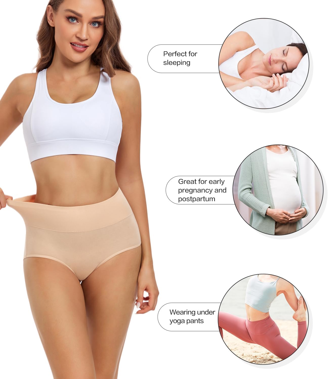 Thumbnail 5 de wirarpa Damen Unterhosen aus Baumwolle, Slips mit hoher Taille im 5er-Set