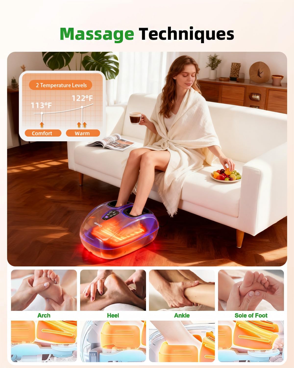Detalle de Ohiele Foot Massager with Heat and Shiatsu (Remote)