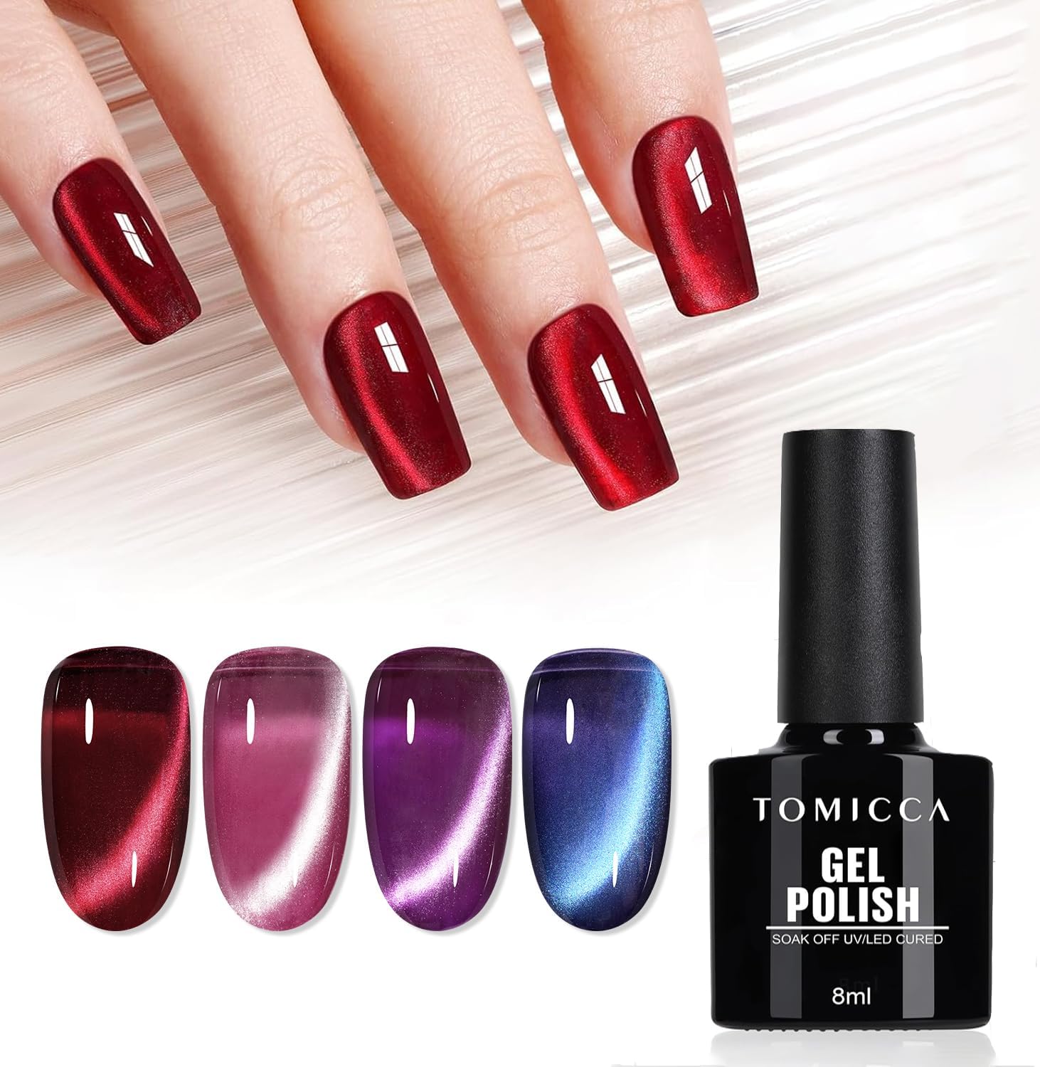 Detalle de TOMICCA Vernis Cat Eyes 8 ml 4 couleurs