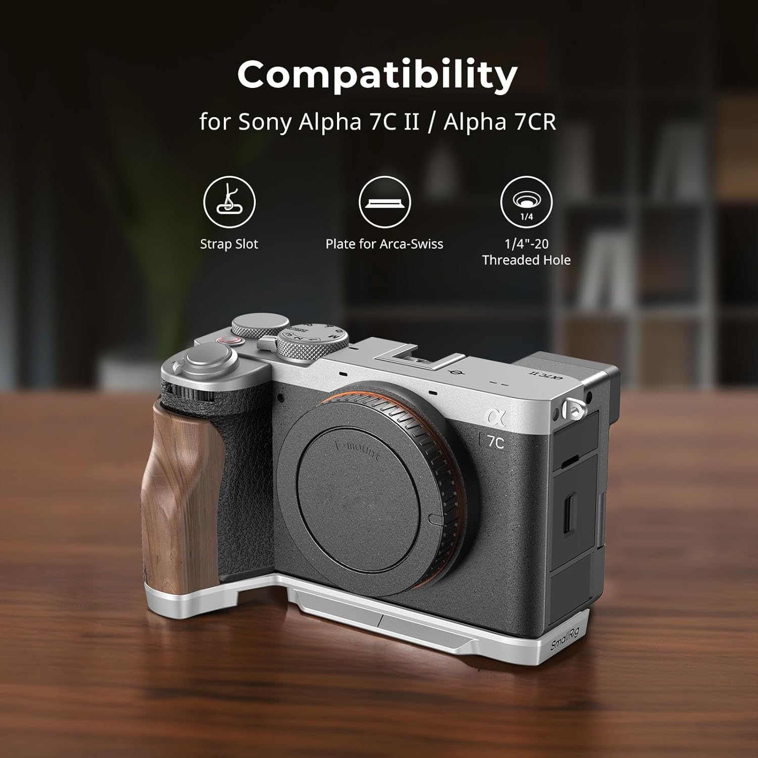 Thumbnail 5 de SmallRig 4796 Poignée en L pour Sony A7C II / A7CR avec plaque Arca et support en bois