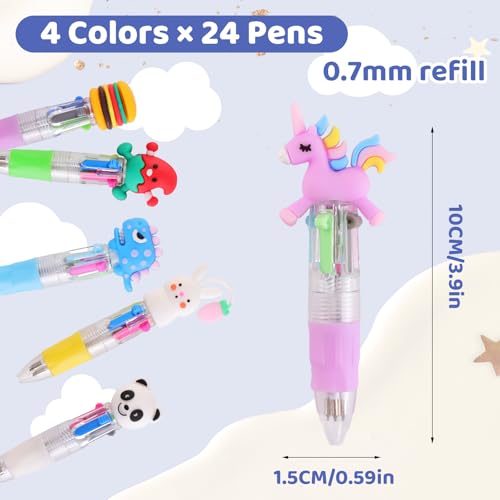 Detalle 2 de Yoosso 24 penne a sfera 4 in 1 retrattili, punta da 0,7 mm, motivi animali