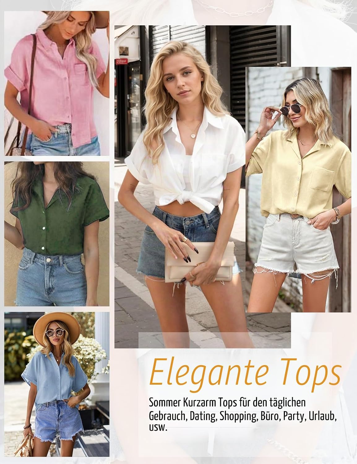 Thumbnail 6 de UMIPUBO Musselin Bluse Damen – Sommerbluse aus 100% Baumwolle mit V-Ausschnitt und Knöpfen