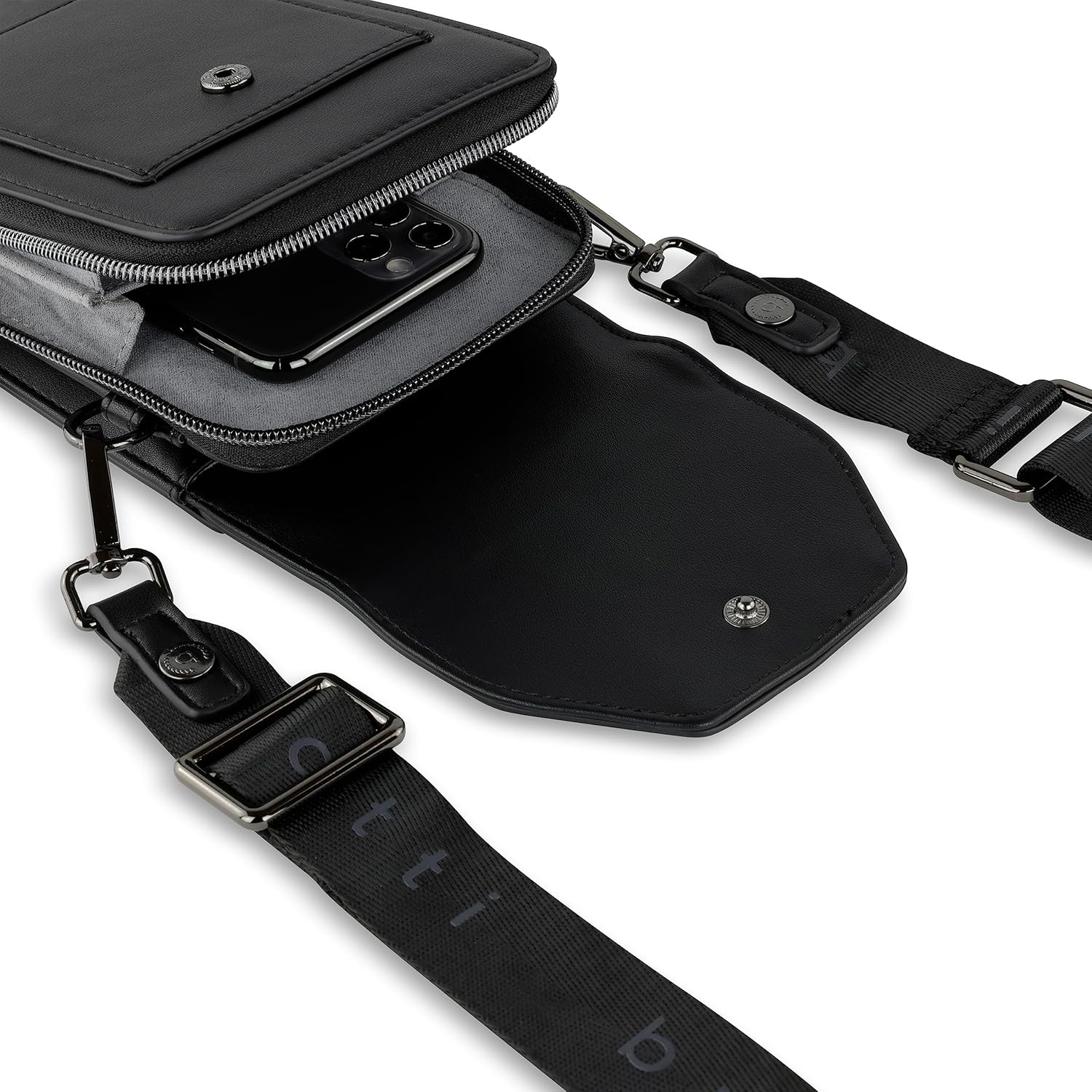 Thumbnail 5 de Bugatti Almata portefeuille bandoulière avec compartiment smartphone noir – sac crossover femme