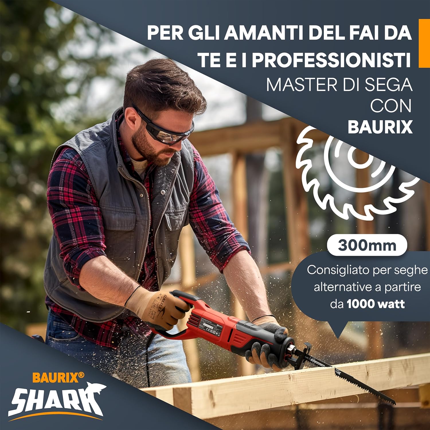Thumbnail 5 de BAURIX Lame per Seghetto SHARK 300 mm – 5 pezzi, 5 TPI: taglio rapido e pulito del legno