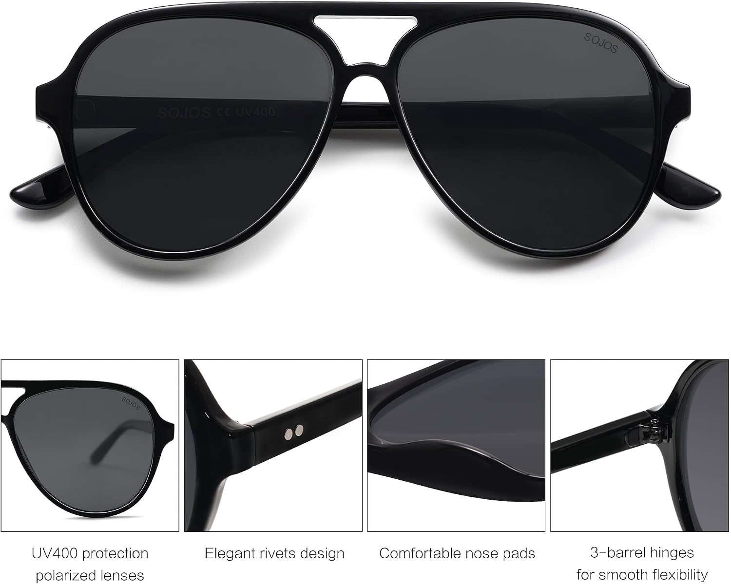 Detalle 2 de SOJOS Polarized Aviator Sunglasses SJ2201