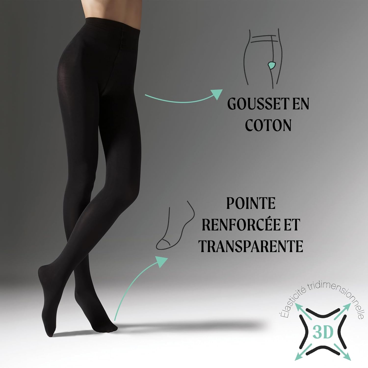 Thumbnail 1 de CALZITALY – 4 Paires de Collants Microfibre 50 DEN Noir (S/M, L/XL) – Fabriqué en Italie