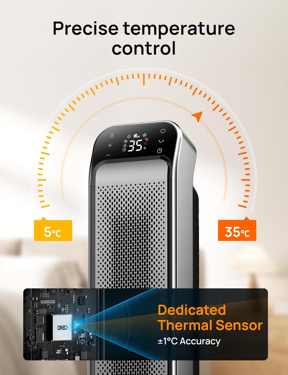Thumbnail 6 de Dreo 25 Inch Electric Heater, 70° Oscillating