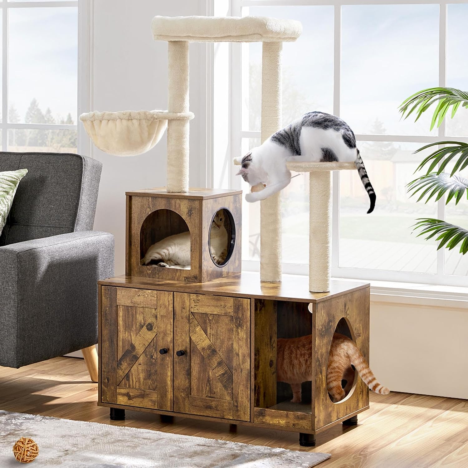 Detalle de Yaheetech cat tree tower 134.5H cm