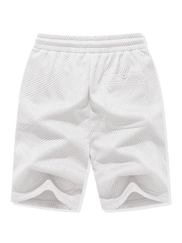 Thumbnail 6 de JMIERR Herren Textur Kurze Hosen – Sommer Shorts mit 3 Taschen, Weiß, Größe 3XL