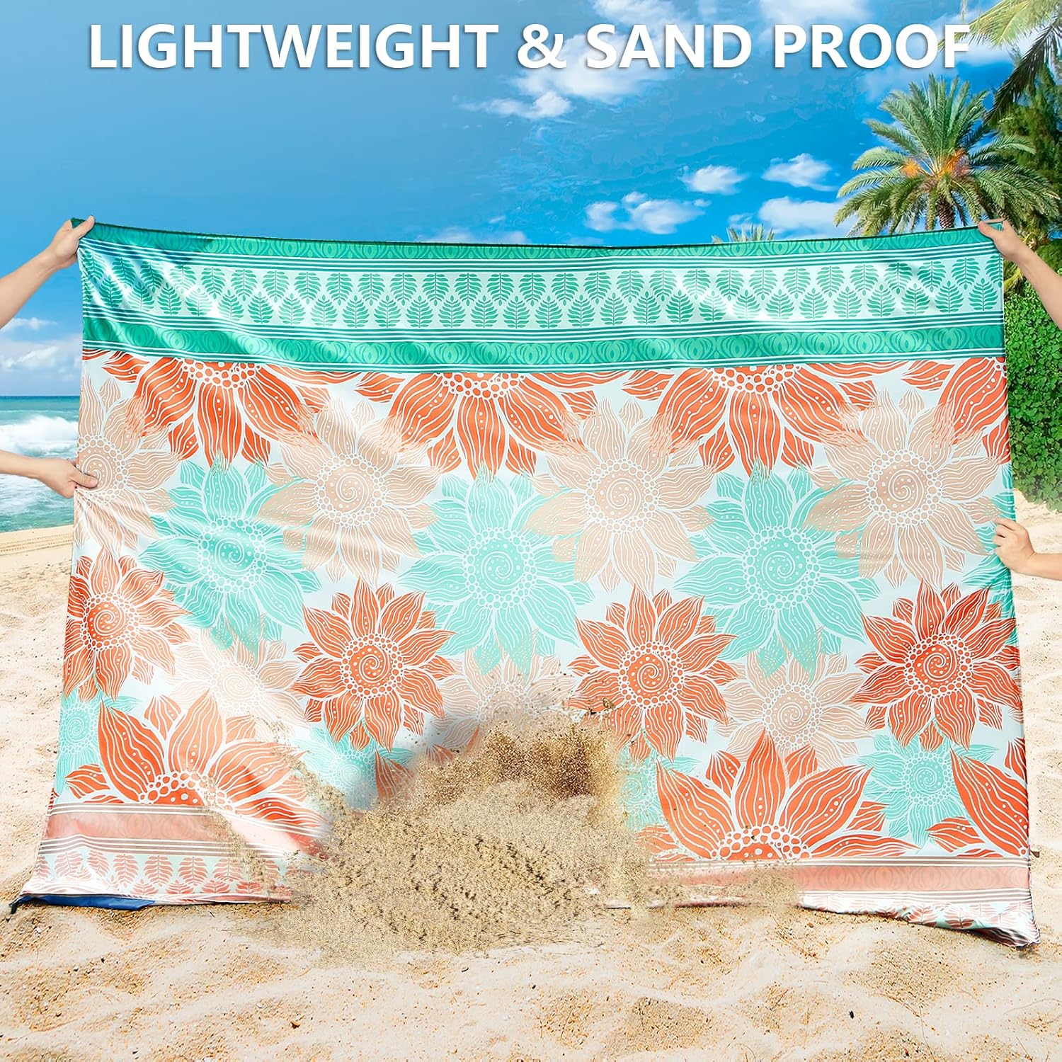 Thumbnail 2 de HIHOHO Beach Blanket Waterproof Sandproof Extra Large Beach Mat (79" x 83" / 120" x 108"), Quick-Drying & Durable for Outdoor Use
