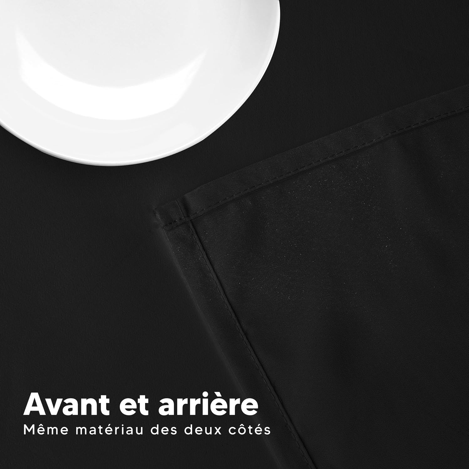 Detalle 2 de Nappe Rectangulaire Utopia Kitchen 140 x 240 cm – Noir, lavable en machine