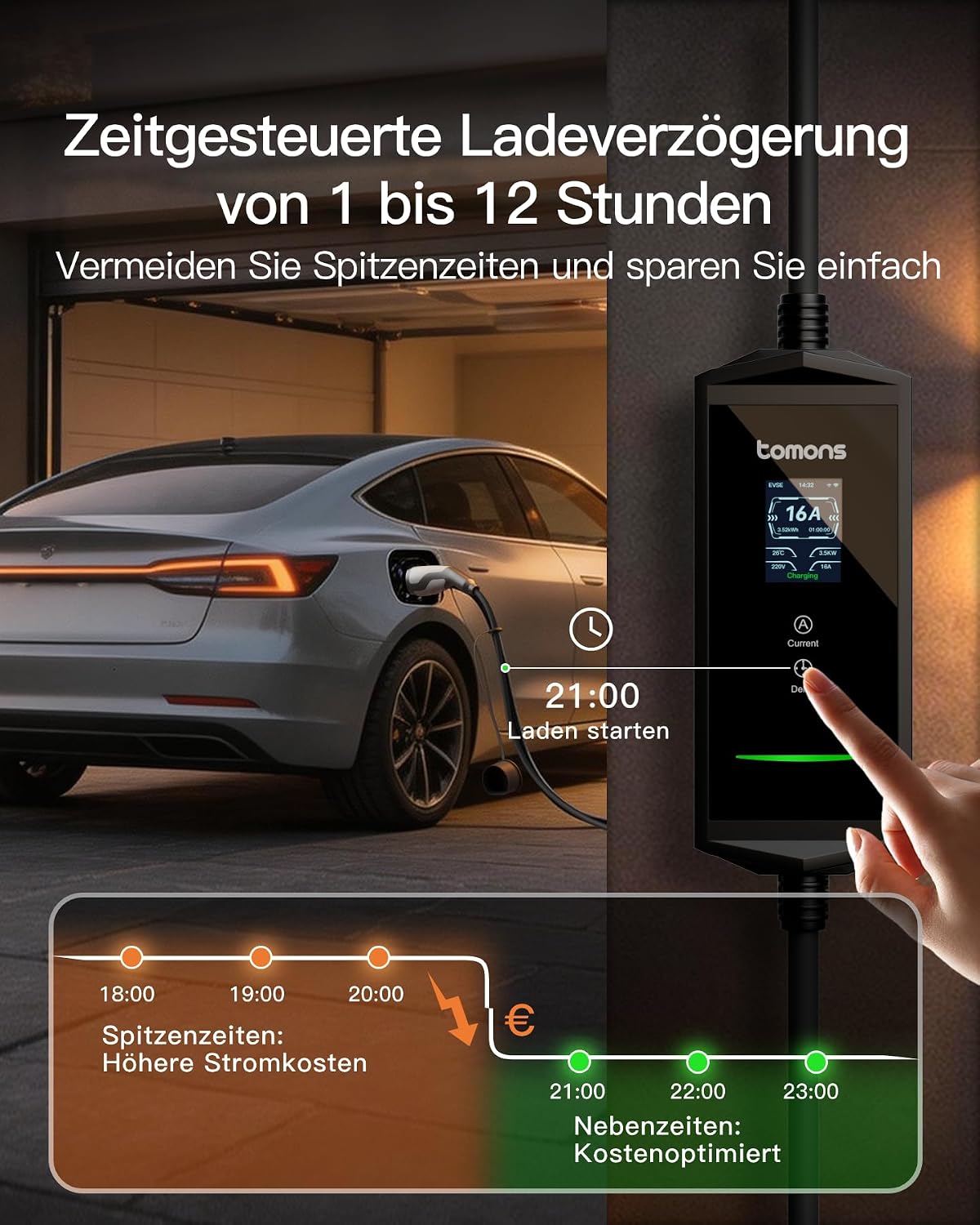 Thumbnail 4 de tomons Mobile Wallbox 11 kW mit APP – Tragbares Ladesystem für Elektrofahrzeuge