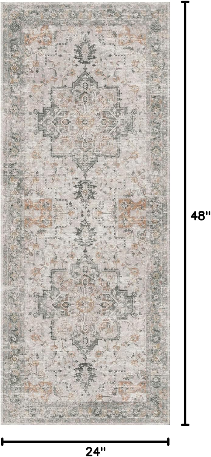 Thumbnail 1 de GENIMO 2x4 Washable Entryway Rug: Non-Slip, Vintage Floral Indoor Mat