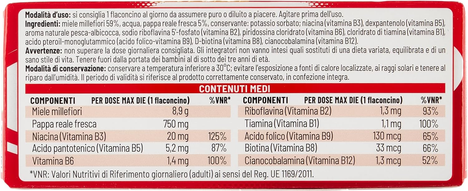 Detalle de Equilibra Pappa Reale Fresca con vitamine del gruppo B e miele Millefiori – 3 confezioni da 10 flaconcini