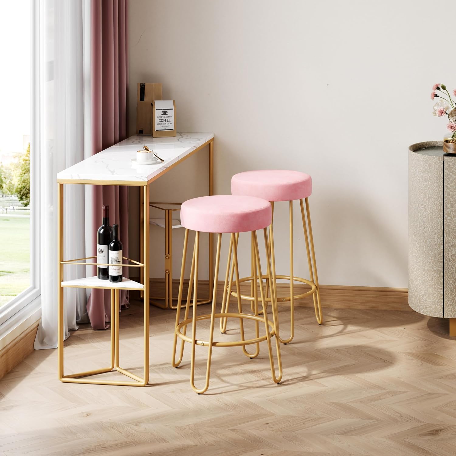 Detalle de Yaheetech Counter Stools with 26.5-Inch Seats