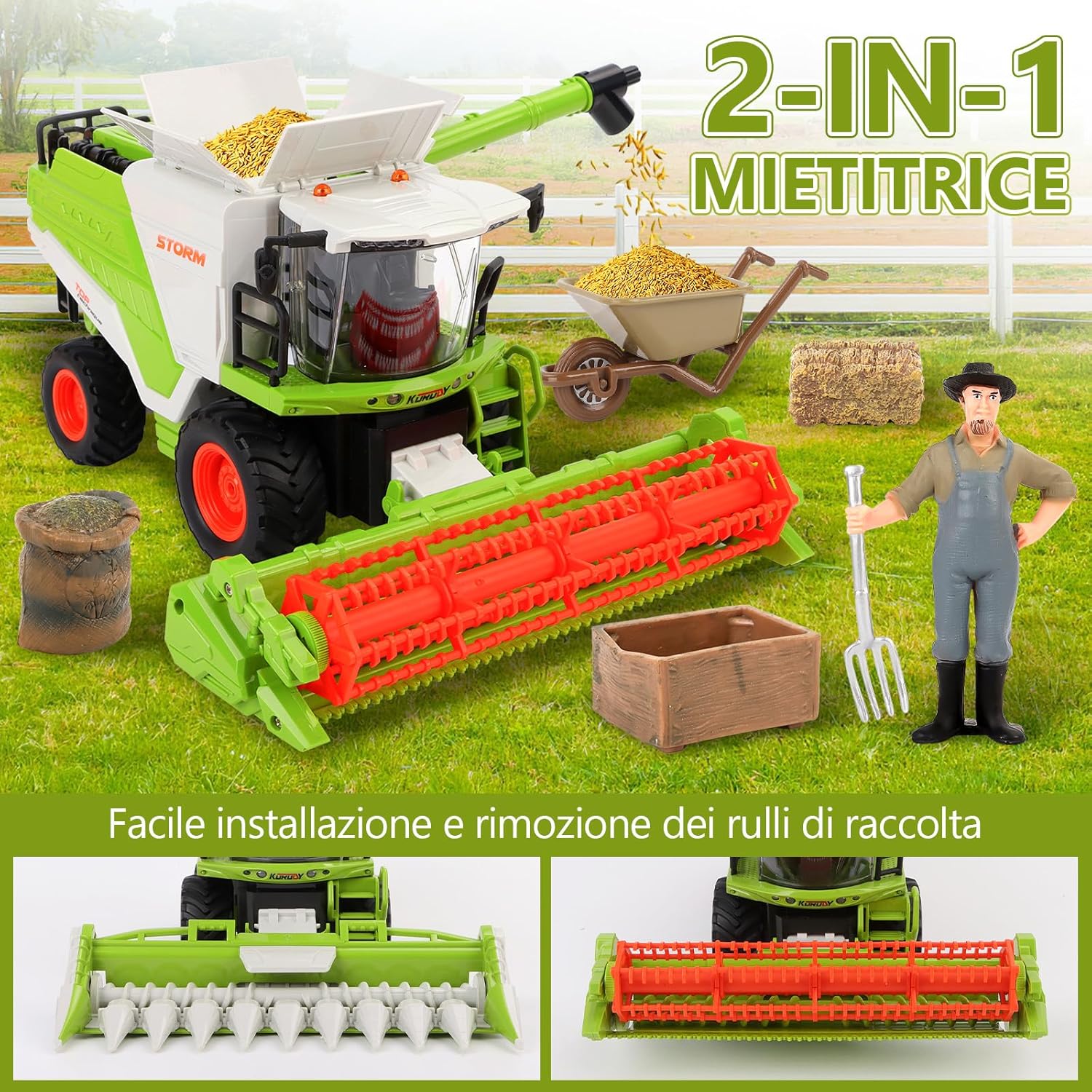 Detalle de Charmofun Mietitrebbia Telecomandata con Spruzzatura: Trattore RC 2,4 GHz per bambini