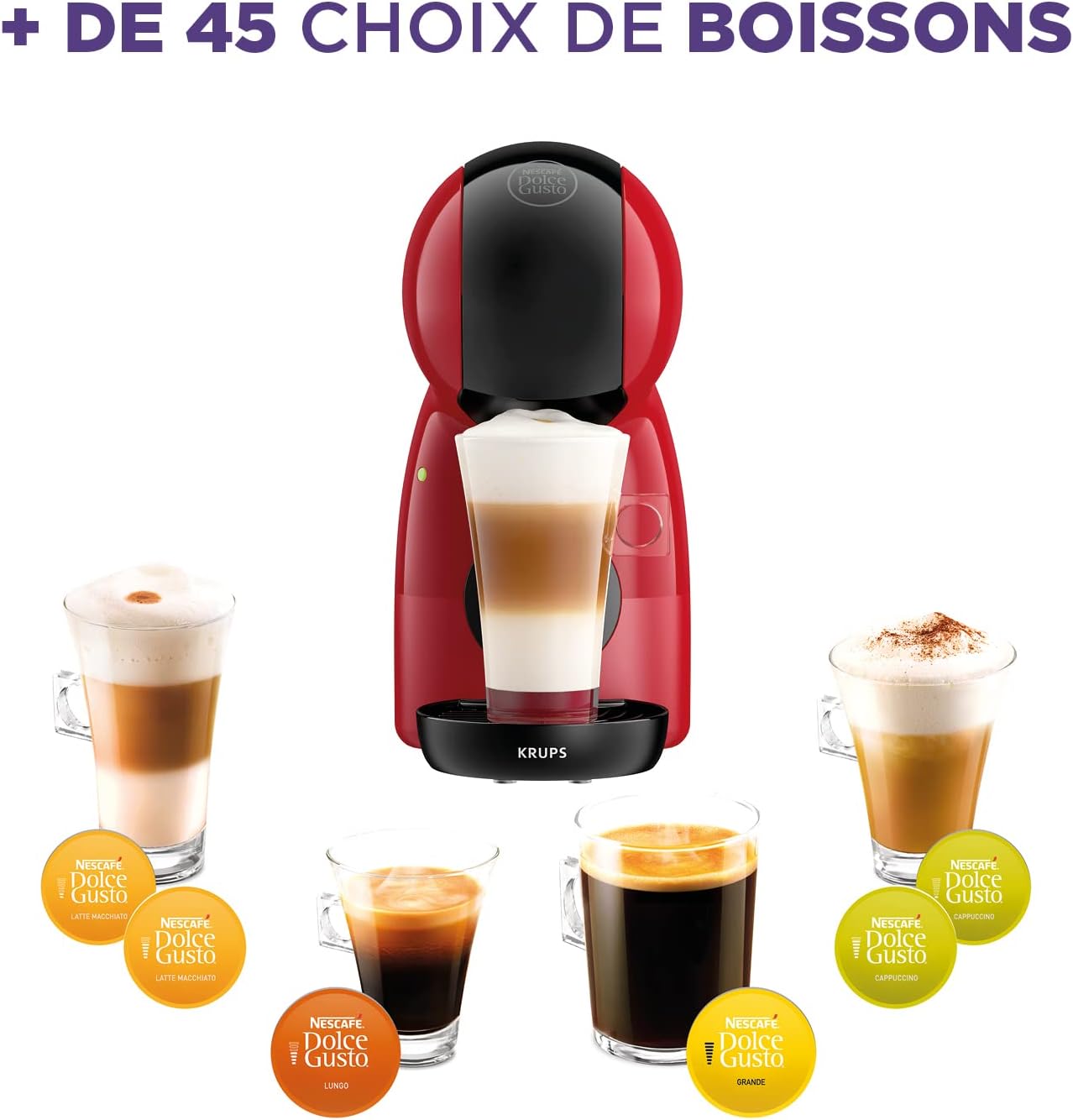 Thumbnail 4 de Nescafé Dolce Gusto Krups Piccolo XS Rouge KP1A3510 : machine à capsules compacte (15 bars) pour boissons froides ou chaudes
