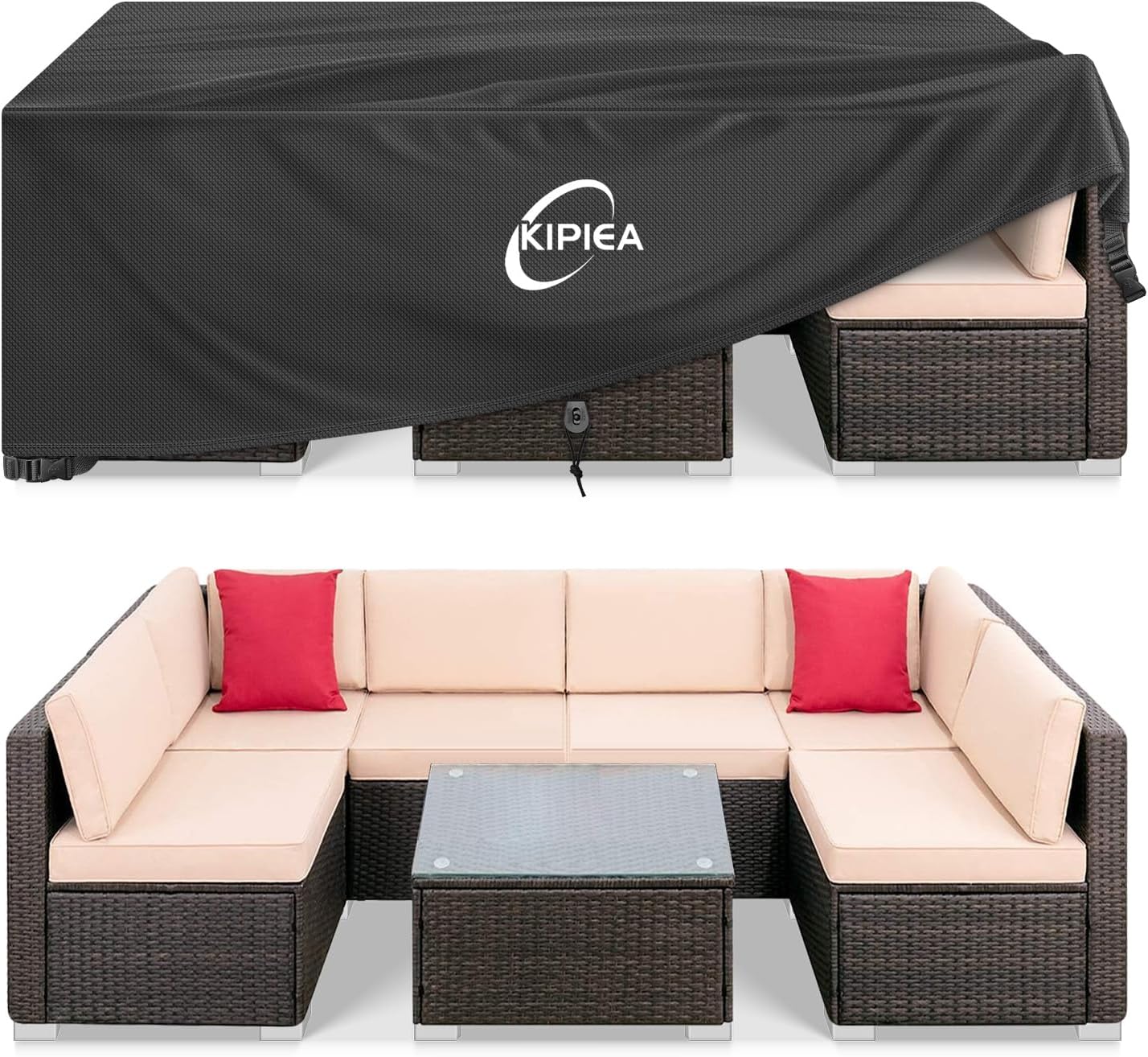 Detalle de Kipiea 90" L x 64" W x 28" H Patio Furniture Cover, 420D Oxford