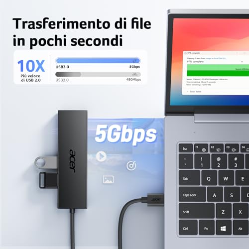 Thumbnail 2 de Acer Hub USB 3.0 a 5 porte: espansione rapida e facile per laptop e desktop