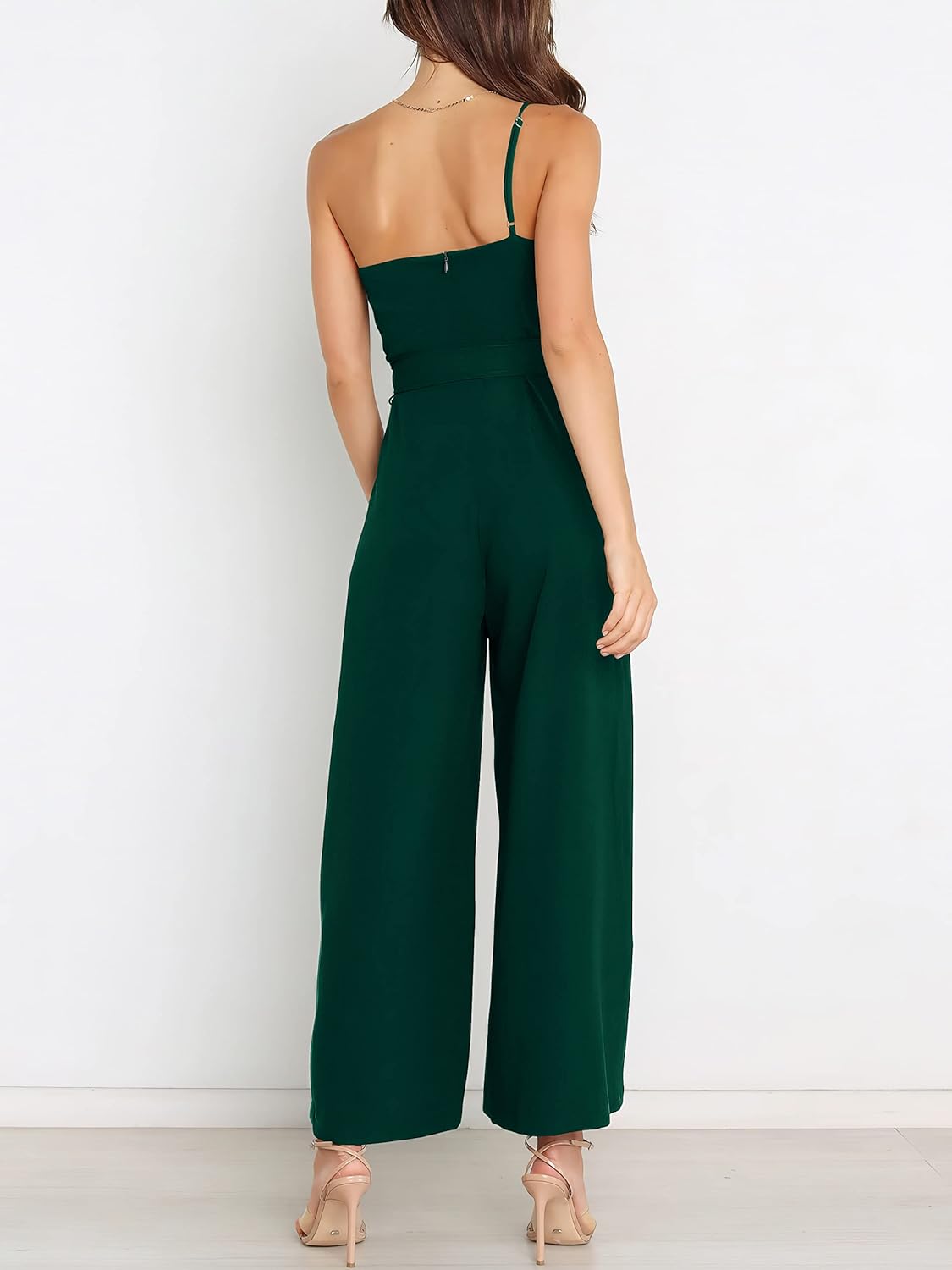 Thumbnail 2 de ANRABESS one-shoulder jumpsuit romper with wide-leg pants and tie-knot waist