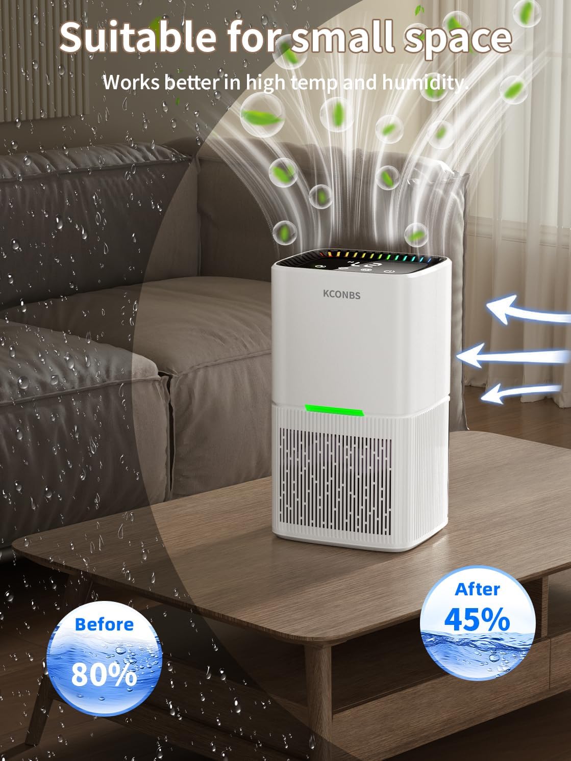 Thumbnail 3 de 1.8 L Quiet Peltier Electric Dehumidifier with Automatic Defrost and Timer (Bathroom, Bedroom)