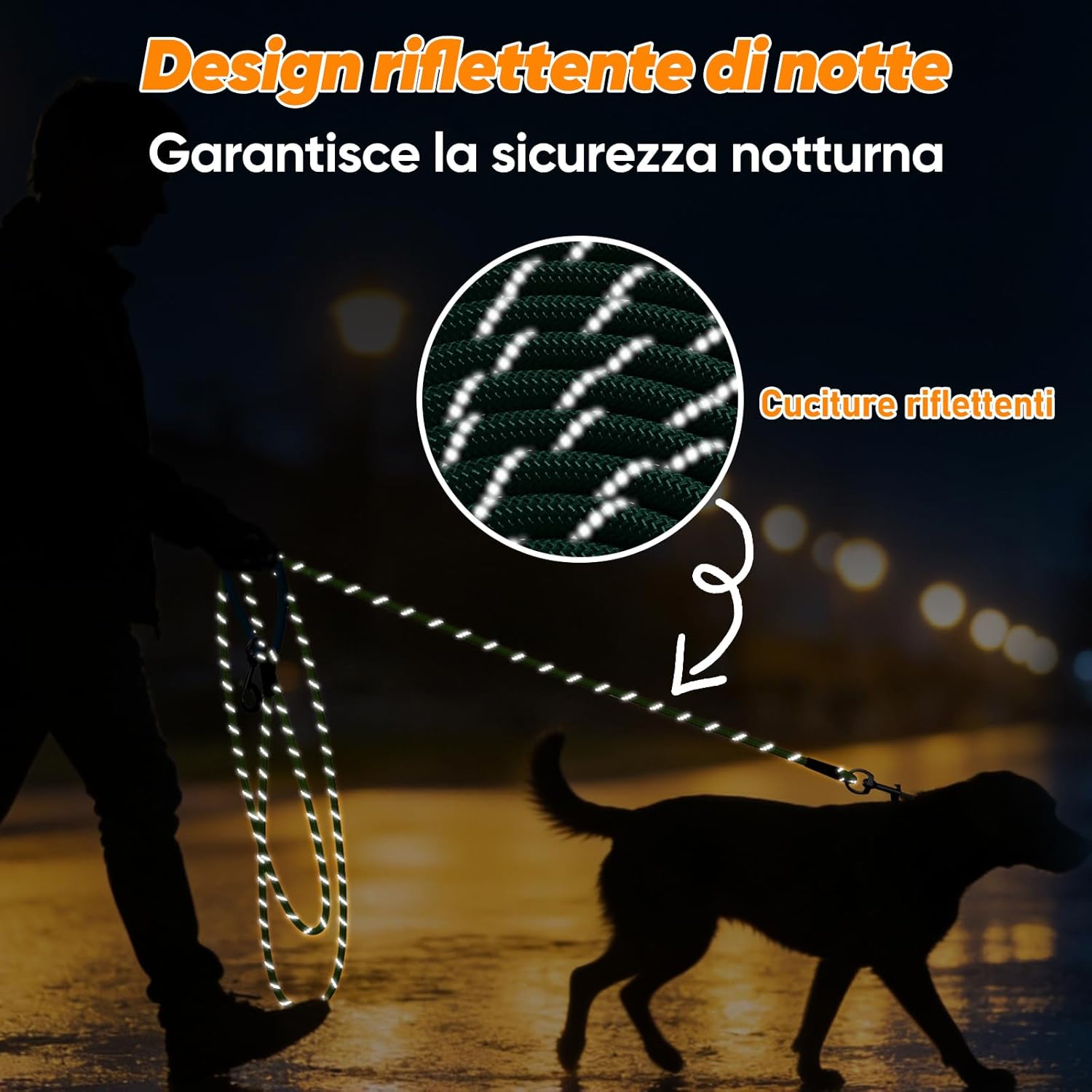 Thumbnail 6 de Aystkniet Guinzaglio da addestramento per cani con 2 ganci girevoli e filo riflettente, lunghezze 5–30 m