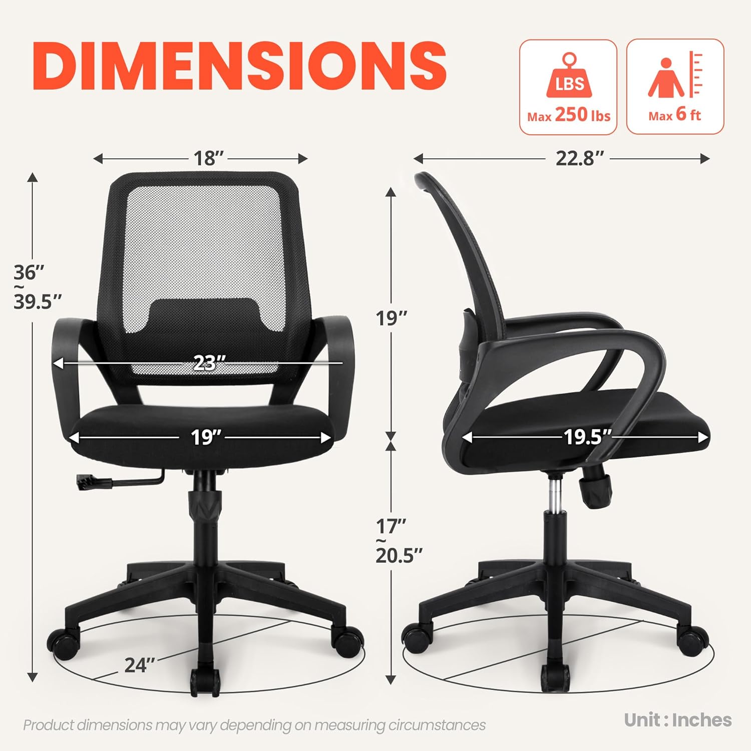 Thumbnail 1 de NEO CHAIR Mesh Desk Chair, Ergonomic Mid-Back Chair with Adjustable Height