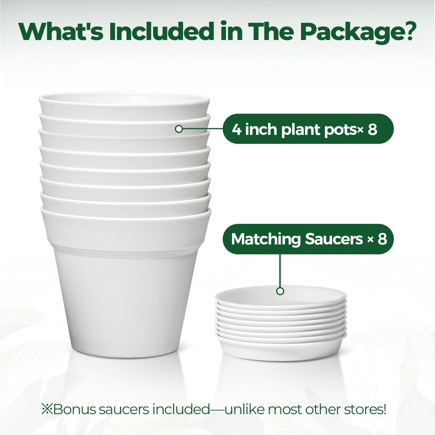 Detalle 2 de T4U 10cm Plastic Plant Pots 6-Pack with Saucers – Minimalist Indoor/Outdoor Nursery for a Range of Houseplants