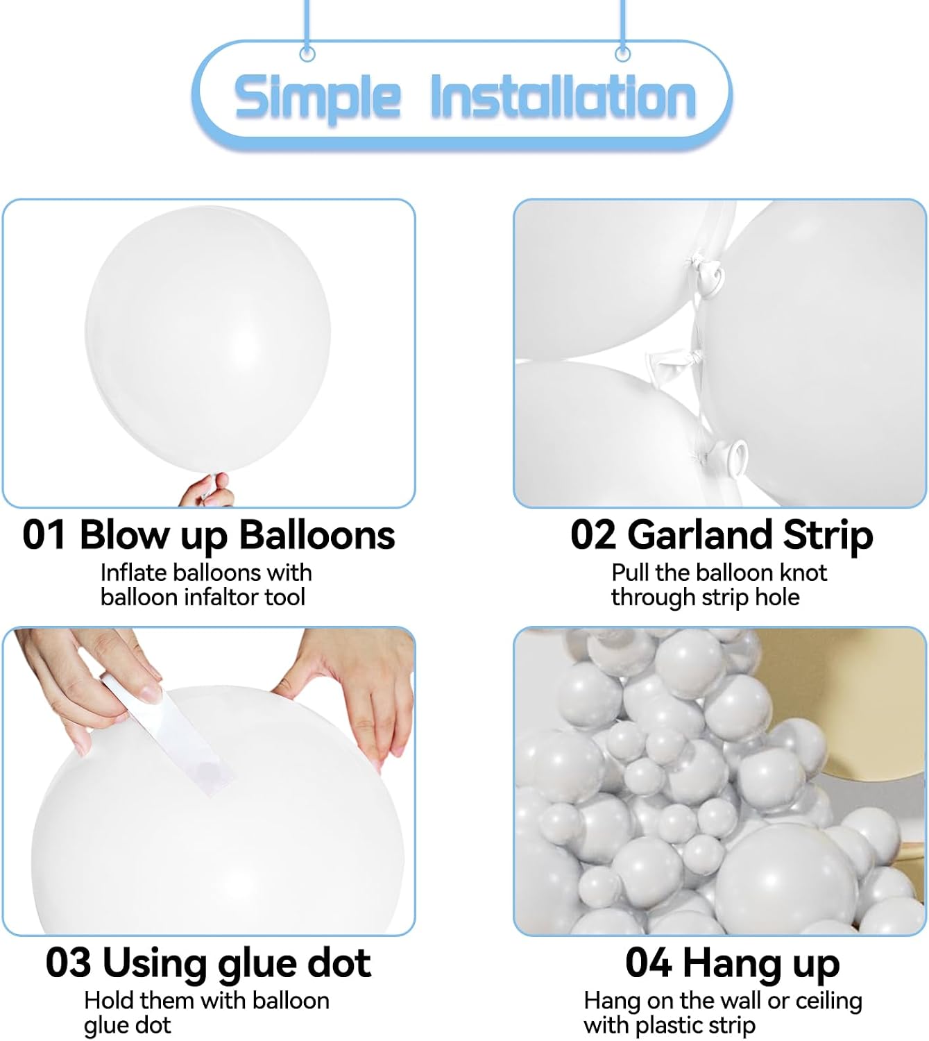 Detalle 2 de White Balloon Arch Kit, 111-Piece Set