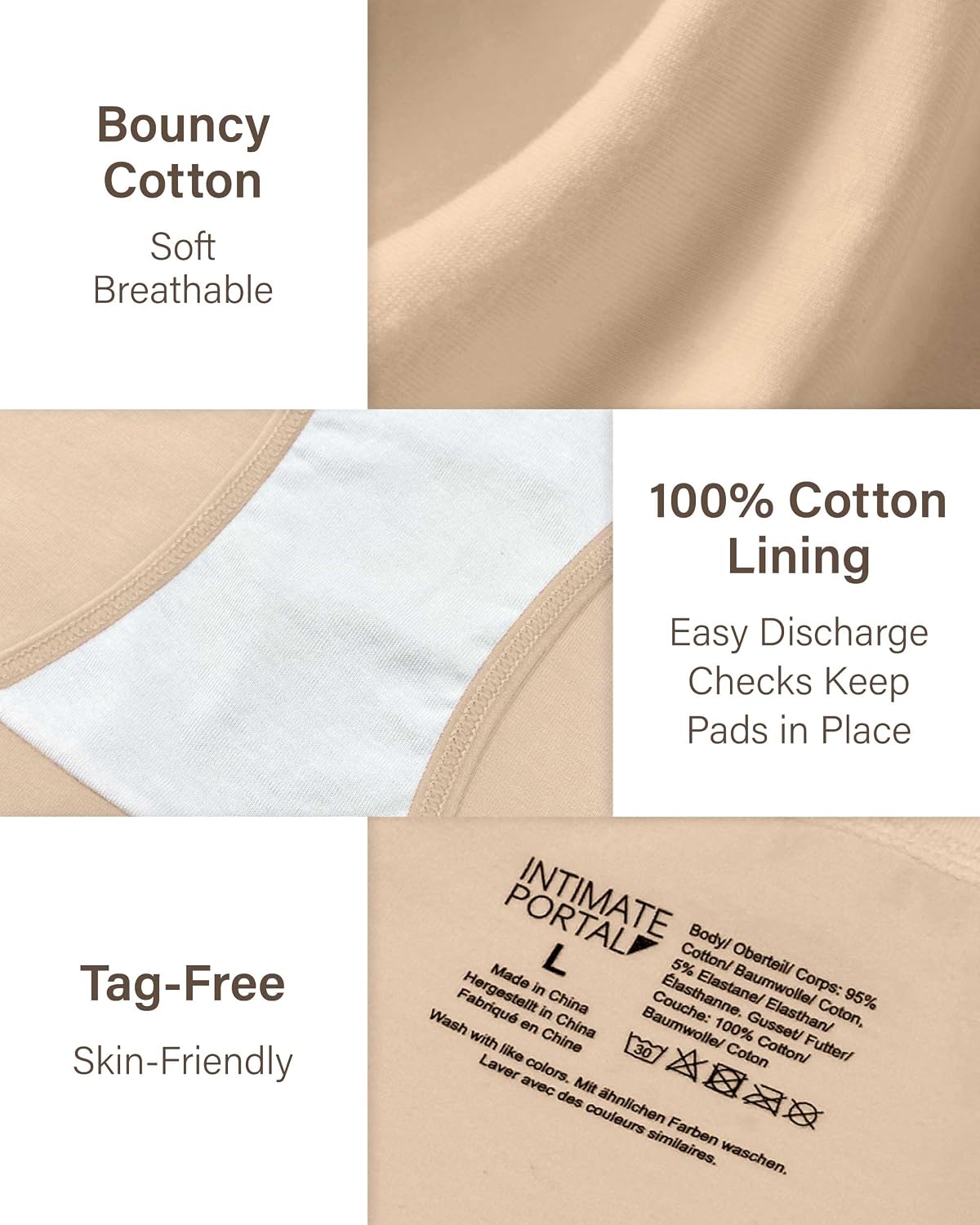 Detalle de Intimate Portal Umstandsunterhosen Damen Baumwolle (Unterbauch) 6er-Pack – Bikini-Form für Schwangerschaft & Wochenbett