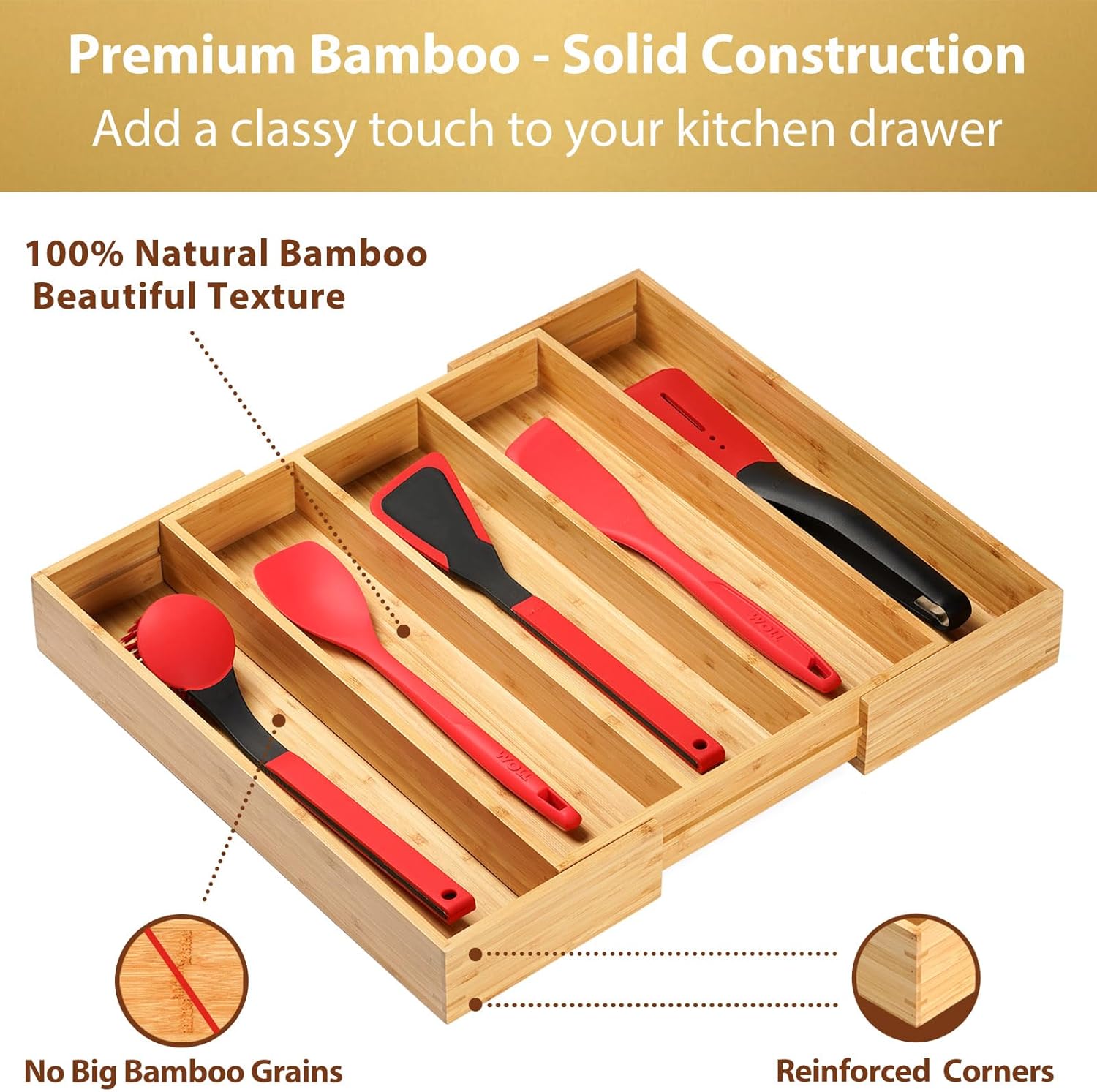 Thumbnail 2 de UMILIFE Expandable Kitchen Drawer Organizer, 2.5-Inch