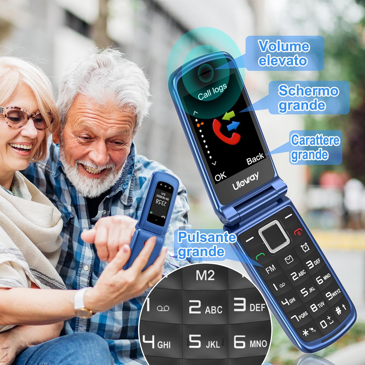 Detalle 2 de CHAKEYAKE telefono 4G per anziani Dual SIM