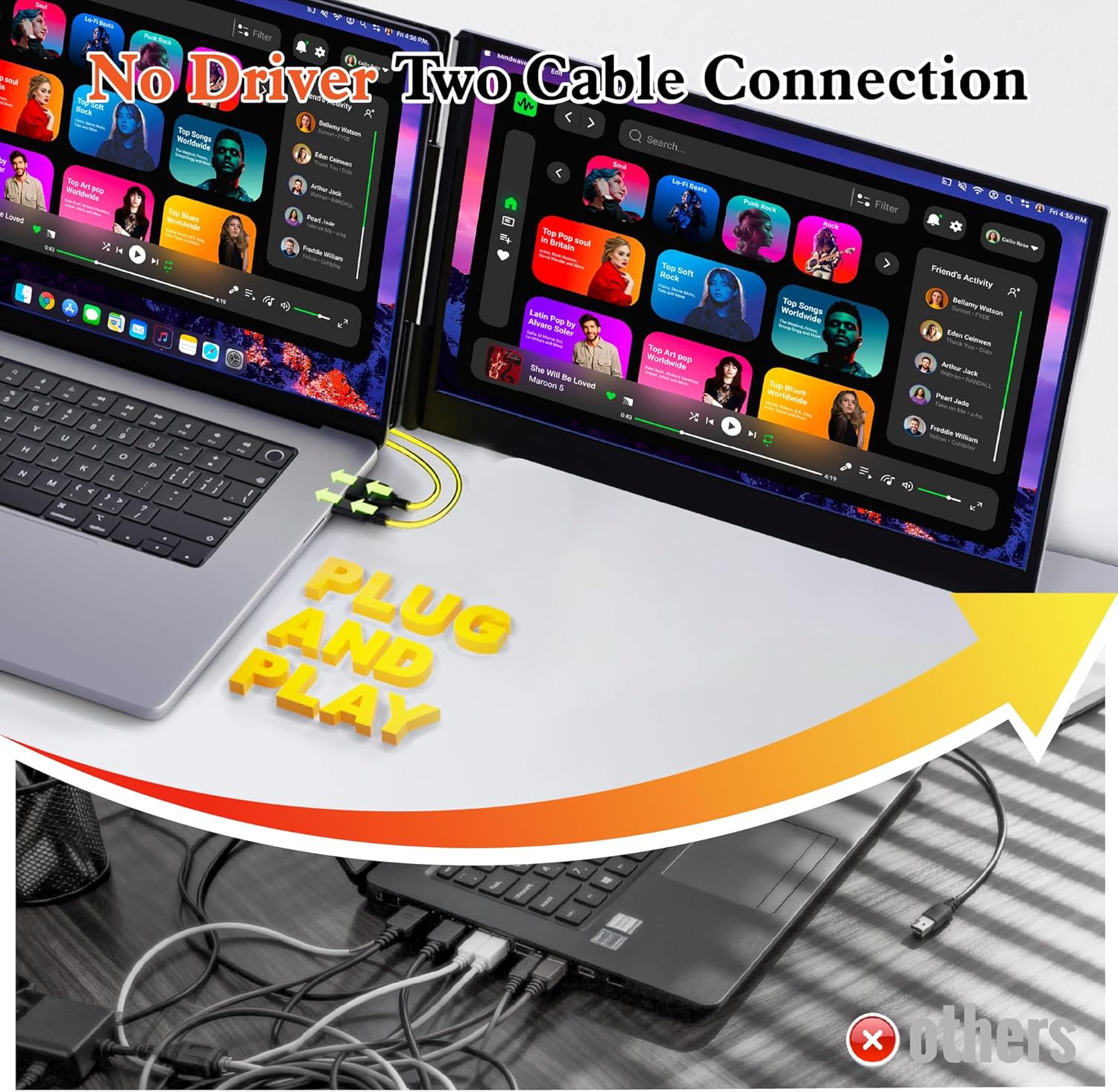 Thumbnail 3 de 15.6" Laptop Screen Extender Ultra-Thin 1080P FHD IPS Dual/Triple Portable Monitor (USB-C/HDMI Plug & Play)