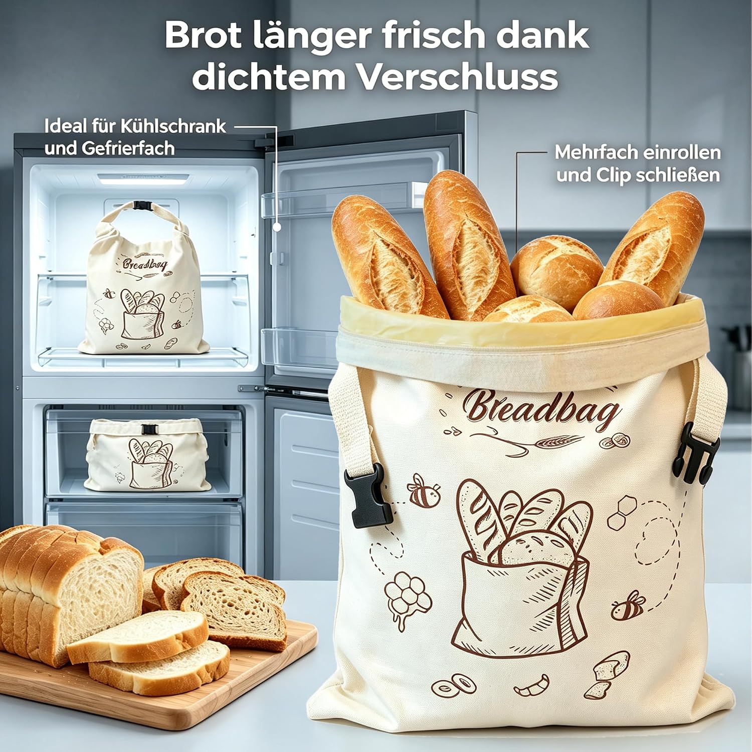 Thumbnail 3 de FLYGRRIV Bienenwachs Brotbeutel 43×33 cm – Wiederverwendbar, langlebig und frischhaltend