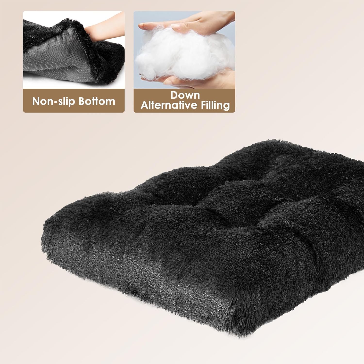 Detalle de EHEYCIGA Fluffy Extra Large Dog Crate Bed XL: Calming, Washable and Non-Slip Comfort for Big Dogs