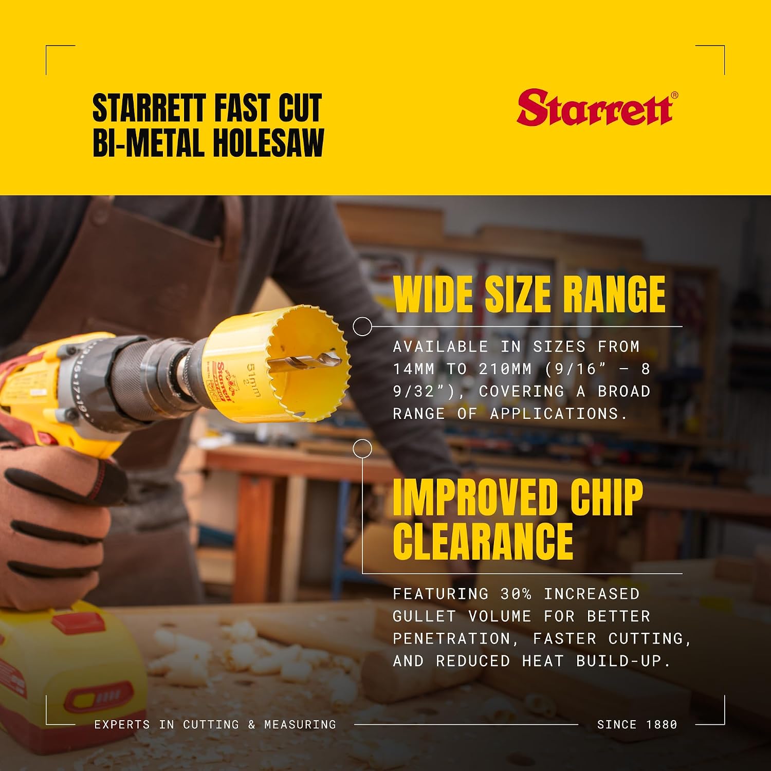 Detalle de Starrett FCH1036 21 mm hålsåg i bi-metall med 41 mm sågdjup