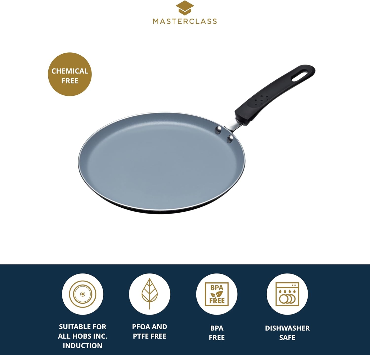 Detalle de MasterClass Poêle à Crêpes Antiadhésive Eco, 24 cm – Sécurité Induction
